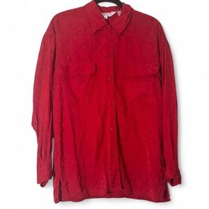 Silk Novelty Paisley print button down Red blouse size M